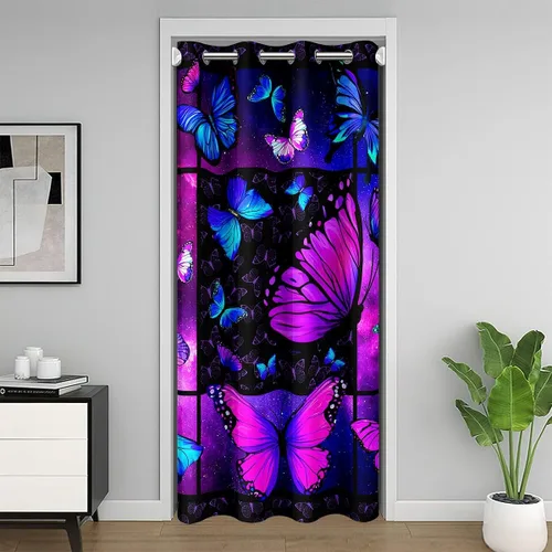 Miniatura 8 de Erosebridal Cortina de puerta de teñido anudado, cortina opaca bohemia, cortina exótica abstracta en espiral, elegante cortina hippie para puerta
