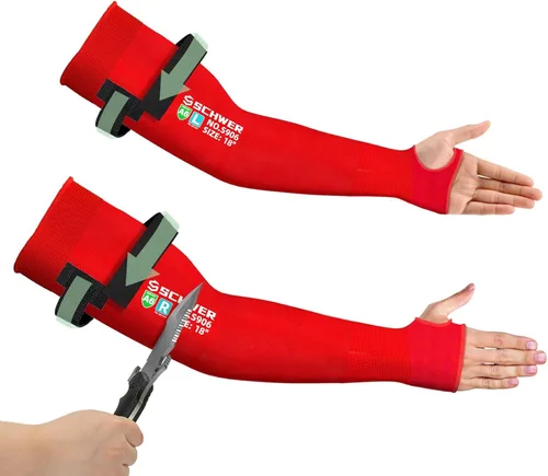 Miniatura 9 de Schwer ANSI A6 Mangas resistentes a cortes, mangas protectoras para brazos de 18 pulgadas con agujero para el pulgar para protección de trabajo