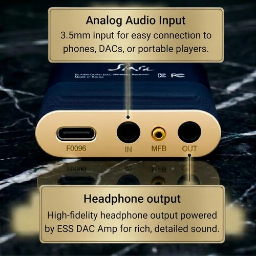 Miniatura 5 de Receptor de audio Bluetooth a RCA SLASH 5 LDAC Hi-Fi Wireless DAC adapter with aptX Adaptive / HD & AAC. 3.5mm Aux In, Headphone Amp for Studio &