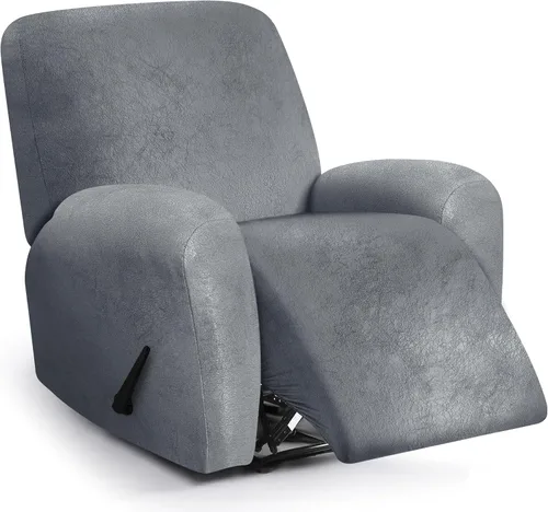 Miniatura 12 de ANARACHON Fundas para sillas reclinables con aspecto de cuero, funda elástica de 4 piezas, funda suave para silla reclinable, protector de muebles