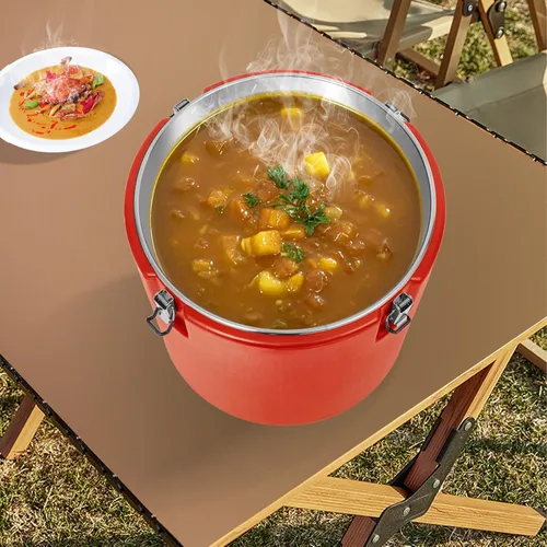 Miniatura 5 de Calentador de alimentos comercial, 13 recipientes de sopa aislados, enfriadores de sopa aislados para alimentos calientes o fríos, 50L 304
