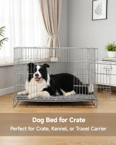 Miniatura 5 de Cama para perros pequeños para jaula de espuma de alta resistencia para perros medianos, lavable, antideslizante, 23 x 17 pulgadas, gris oscuro