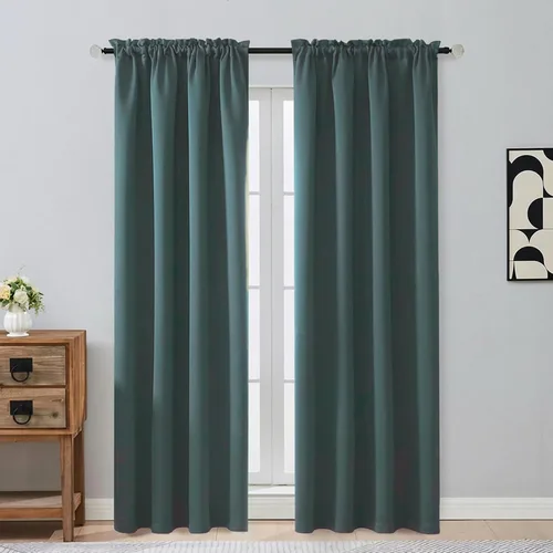 Miniatura 163 de OVZME Cortinas opacas turquesa para tratamiento de ventanas pequeñas, cortinas cortas con bloqueo de luz para ventana de cocina sobre el fregadero