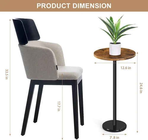 Miniatura 2 de OYEAL Mesa auxiliar para bebidas, pequeña mesa de cóctel redonda para patio, mesa auxiliar de pedestal al aire libre, mesa auxiliar con base de Negro