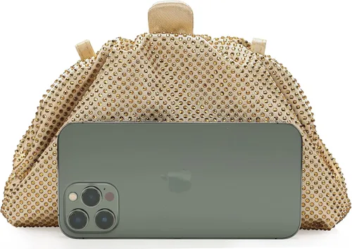 Miniatura 3 de Bolso de mano con marco de cristal con diamantes de imitación, bolso de embrague plisado para mujer