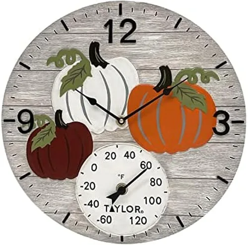 Miniatura 11 de Taylor Reloj y termómetro de poliresina de hibisco rosa para interiores y exteriores, decoración del hogar para jardín, patio, piscina y áreas