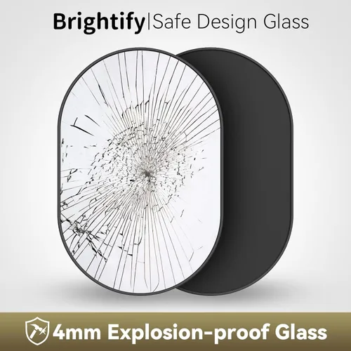 Miniatura 5 de Brightify - Espejo ovalado negro para baño de 24x40 pulgadas, espejos de tocador mate negros para pared con marco de metal, espejo moderno de pared