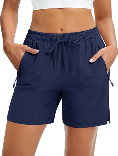 Miniatura 16 de MAGCOMSEN Pantalones cortos de senderismo para mujer de 5 pulgadas, UPF 50+, de secado rápido, ligeros, atléticos, para correr, golf, verano