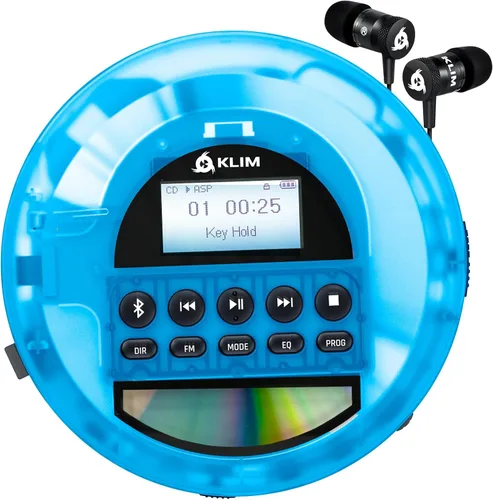 Miniatura 4 de KLIM Nomad Transparente Azul - Reproductor de CD portátil Walkman con batería de larga duración - Incluye auriculares - Discman reproductor de MP3