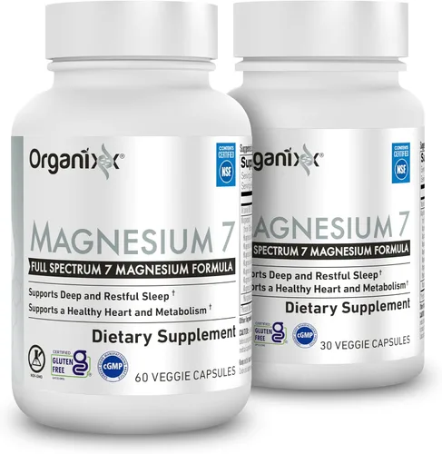 Miniatura 7 de Suplemento de magnesio Organixx, cápsulas naturales de magnesio para apoyo del sueño, recuperación muscular, con vitamina B6 y citrato y glicinato