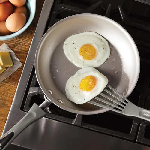 Miniatura 3 de Rachael Ray Get Cooking! Juego de ollas y sartenes antiadherentes, incluye bandeja para hornear y herramientas de cocina, 12 piezas, color gris