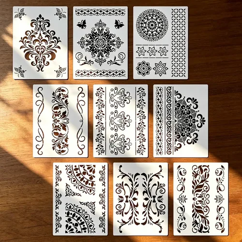 Miniatura 5 de 9Pcs Datura Stencils for Painting