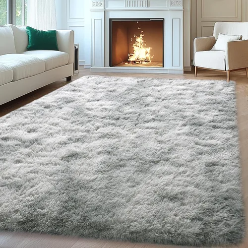 Miniatura 36 de Mugorn - Alfombra de 8 x 10 pies, alfombras grandes, esponjosas, suaves, peludas, antideslizantes, mullidas para interiores, color negro, 8 x 10 pies