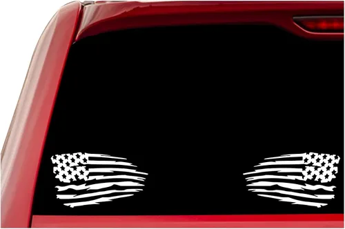 Miniatura 5 de Calcomanías de vinilo con diseño de bandera estadounidense hecha jirones espejadas para automóvil, camión, SUV, motocicleta, pared, ventana, blanco