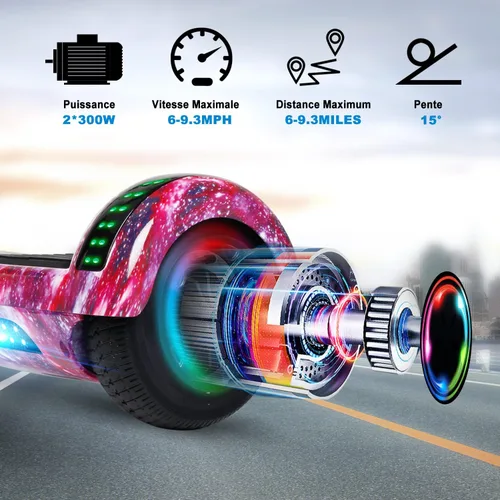Miniatura 3 de CBD Scooter with Corlorful LED Lights,6.5" Wheels, Dual 300W Motor Scooter for Kids Girls Boys Adults, All Ages A06-starsky púrpura