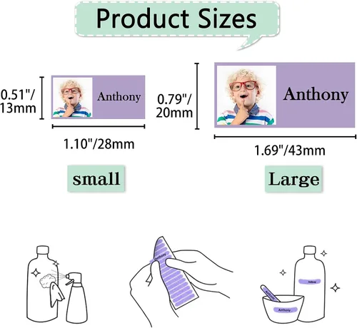 Miniatura 2 de 78 etiquetas personalizadas para niños con fotos impermeables, etiquetas de nombre personalizadas para suministros escolares, guardería, botellas
