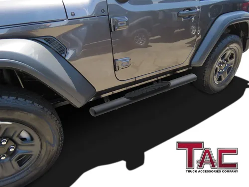 Miniatura 3 de TAC - Estribos laterales para Jeep Wrangler JL 2018-2024 de 2 puertas de 3 pulgadas, barras laterales negras, rieles de escalón, barras Nerf