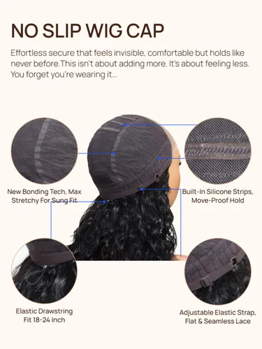 Miniatura 7 de Nadula Bye Bye Slip Peluca de Cabello Humano con Capas Emplumadas y Raya Lateral con Cordón, Densidad 200%, Sin Pegamento Pre Cortada 7X5 Loose Body