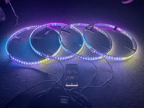 Miniatura 4 de Dream Chasing Colors Flow - Anillo de luces LED de 15.5 pulgadas, luces de llanta, luces de neumáticos, control de aplicación de dientes azules, 4