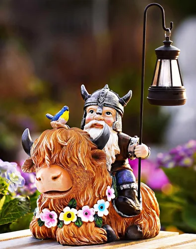 Gnomo de jardín para exteriores, estatua de vaca de las tierras altas, gnomos de otoño, decoraciones de Navidad para patio, césped, porche, regalos