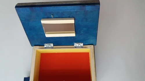 Miniatura 5 de Bonita caja de madera misteriosa, hecha a mano, tallados complejos, Azul