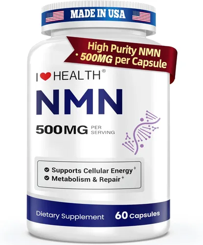 NMN 500 mg por cápsula – Alta pureza 99.9% NMN, apoyo NAD+ para energía celular y envejecimiento saludable, 60 cápsulas, probado por terceros, cGMP
