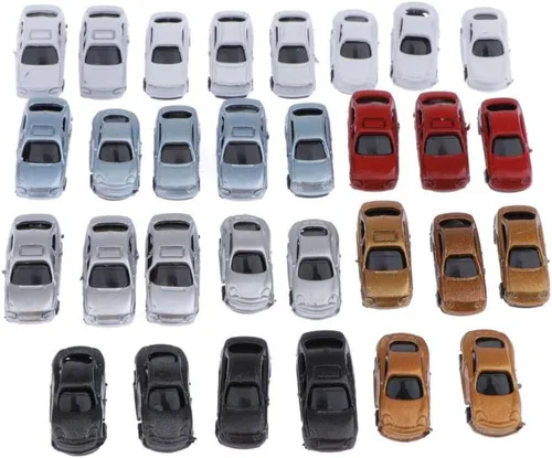Miniatura 3 de LoveinDIY 30 unidades de autos miniatura surtidos para manualidades de diorama, escala Z 1:200, multicolor