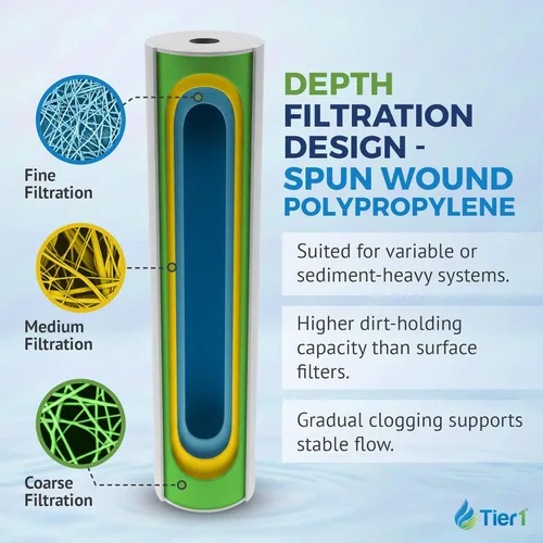 Miniatura 6 de Tier1 Filtro de agua de 1 micrón de 20 x 4.5 pulgadas Cartucho de polipropileno hilado para toda la casa Reemplazo para Pentek DGD-2501-20