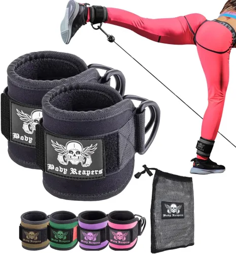 Miniatura 15 de Accesorio de cable de tobillo para gimnasio con correa ajustable, anillos en D dobles duraderos y diseño acolchado para ejercicios de glúteos