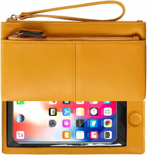 Miniatura 8 de Funda de cuero para teléfono con pantalla táctil, cartera de mano para mujeres y niñas F21 Borgoña 2 bolsillos