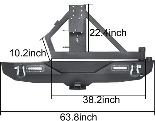 Miniatura 9 de u-Box Parachoques delanteros y traseros para Jeep Wrangler, compatible con Jeep JK Wrangler 07-18 con placa de cabrestante, portador de neumáticos
