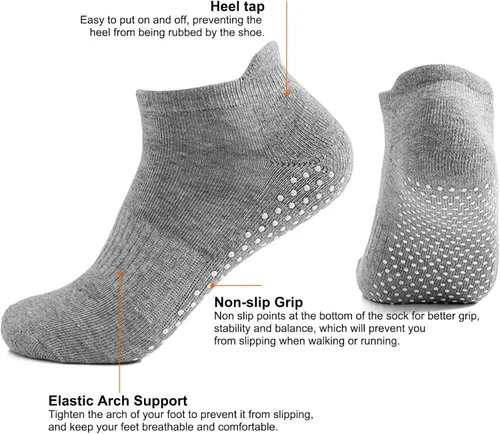 Miniatura 5 de UTTPLL Calcetines de agarre para mujeres y hombres, calcetines antideslizantes de pilates, calcetines de yoga acolchados para hospital, calcetines