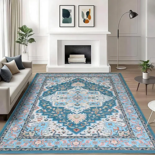 Miniatura 9 de WILLSUN Alfombras lavables de área, alfombras grandes antideslizantes de 5 x 7 pulgadas estilo bohemio para sala de estar, dormitorio, alfombra