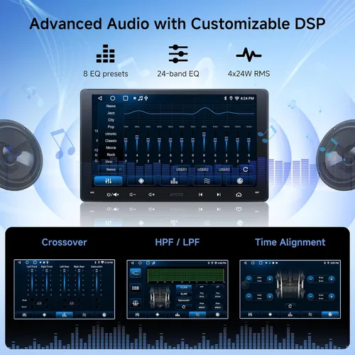 Miniatura 7 de A5L Estéreo Android de doble DIN de 9 pulgadas con escáner OBD2, CarPlay inalámbrico y Android Auto, Wi-Fi/Bluetooth/USB, seguimiento GPS, 24B EQ