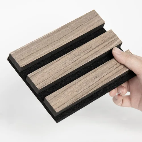 Miniatura 17 de Paquete de 6 paneles de pared de madera acústica, 94.5 x 8 pulgadas cada uno panel de pared insonorizado, paneles de listones de madera estriada 3D