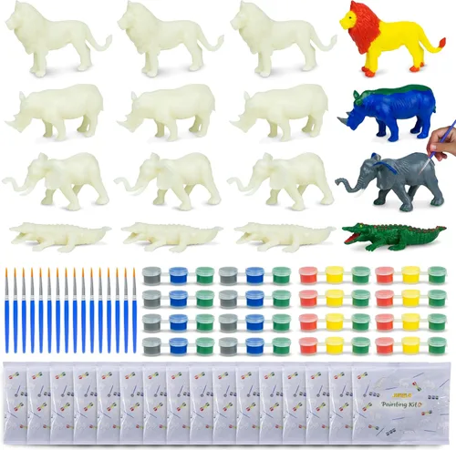Miniatura 8 de BONNYCO Recuerdos de fiesta de dinosaurios para niños, kit de pintura para niños, paquete de 16, bolsas de regalo de dinosaurio para niños de 3 a 5