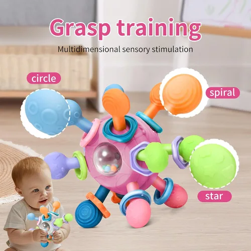 Miniatura 3 de Juguetes de dentición Montessori para bebés de 0-6 y 6-12 meses mordedores para bebés juguetes sensoriales para bebés de 0 3 6 9 12 18 meses
