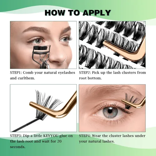 Miniatura 44 de Extensiones de racimos de pestañas 300 piezas, pestañas individuales 40D 0.07D rizado 11mm, para colocar en casa, bandeja grande de volumen