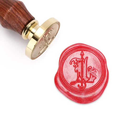 Miniatura 10 de Mceal Sello de cera, sello de latón con mango de madera, letra victoriana Y