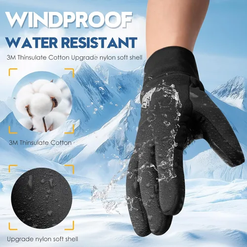 Miniatura 8 de Bruvoalon Guantes de invierno para mujeres y hombres, aislamiento térmico 3M, tela de licra, resistentes al viento, pantalla táctil