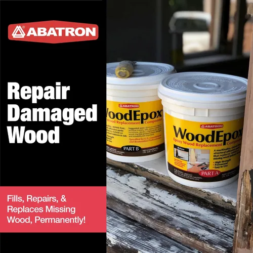 Miniatura 2 de Abatron WoodEpox Kit - 12 oz - Relleno adhesivo epoxi estructural de 2 partes - Masilla de relleno de madera Repara madera dañada, fácil de usar