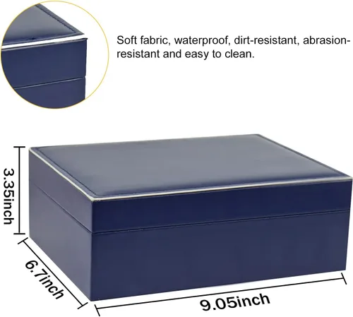 Miniatura 7 de Caja organizadora de joyas cajas de joyería grandes de piel sintética collares anillos aretes organizador de almacenamiento pantalla de doble capa