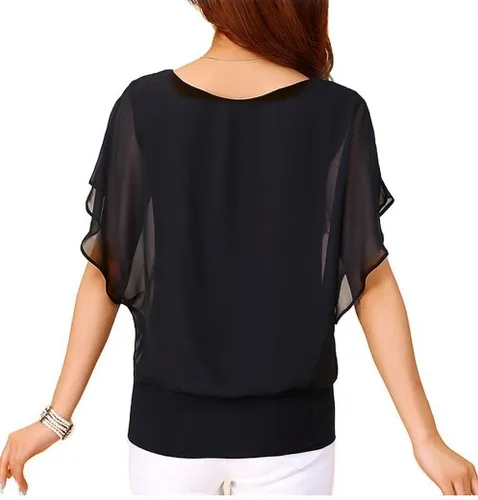 Miniatura 2 de Viishow Blusa de gasa, manga corta, para mujer, holgada, informal, de verano