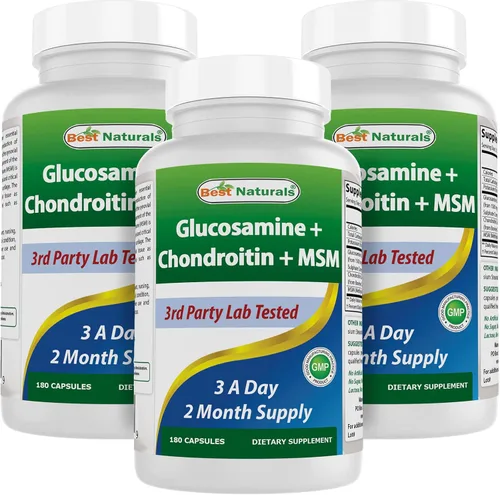 Best Naturals, Suplementos para articulaciones de glucosamina condroitina y MSM, 2600 mg por porción, (180 unidades (paquete de 3))