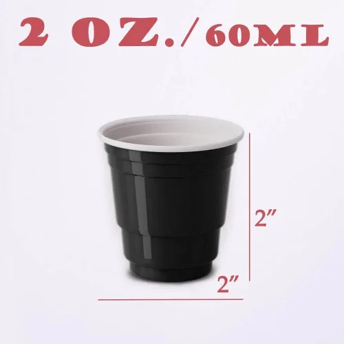 Miniatura 3 de 100 unidades de mini vasos negros para shot de 2 oz, desechables y de tamaño pequeño, perfectos para fiestas, degustaciones, muestras y más