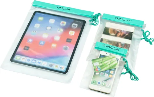 YUMQUA Bolsa impermeable transparente, bolsa impermeable para documentos, soporte para pasaporte, funda hermética para mapas, bolsa impermeable a