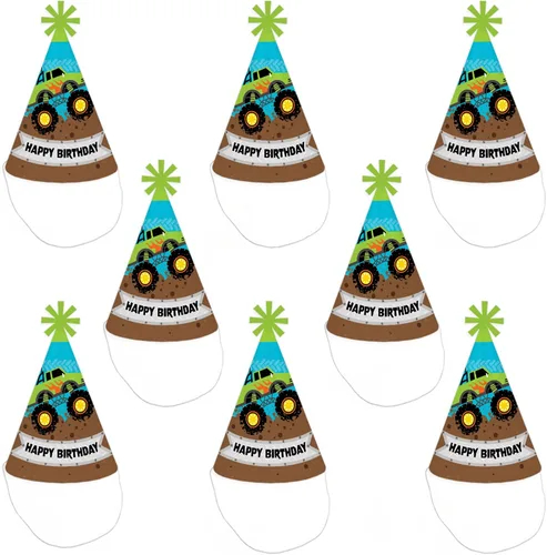 Miniatura 5 de Big Dot of Happiness Smash and Crash - Monster Truck - Cone Happy Birthday Party Hats for Kids and Adults - Set of 8