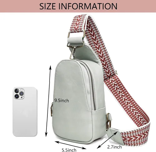 Miniatura 6 de BRZSACR Bolso bandolera para mujer, bolso cruzado de piel sintética, bolsa de pecho para mujer, ciclismo, senderismo, 1 unidad, Gris