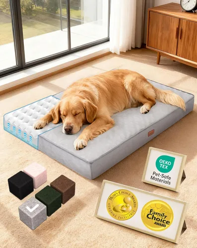 Miniatura 25 de OhGeni Cama ortopédica impermeable para perros pequeños, funda extraíble lavable a máquina en tela fácil de limpiar, espuma de alta densidad y asa