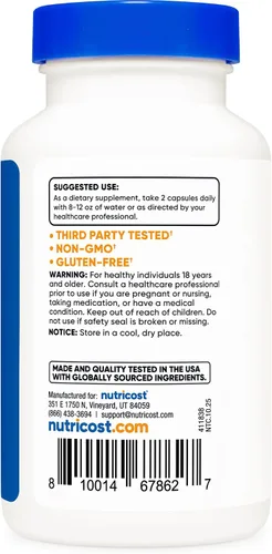 Miniatura 4 de Nutricost - Cápsulas de Shilajit (1,000 mg por porción) (120 cápsulas) - Extracto de Shilajit con ácido fúlvico natural, 60 porciones, suplemento